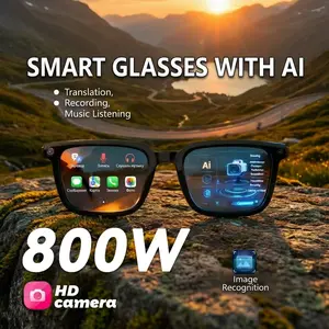 AI Smart Glasses with 8MP Camera - HD Video Recording Glasses with Audio, Music Playback, Wireless Call, Touch Control, Real-Time Translation, AI Object Recognition, Multifunctional Camera Glasses for Men Women, Translation Glasses for Travel & Outdoor