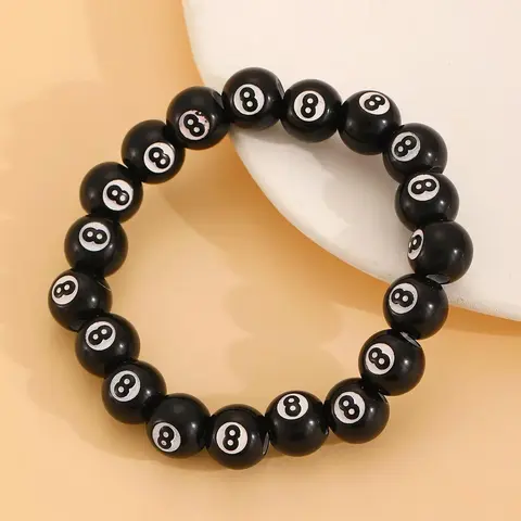 Unisex Billiard Ball Design Beaded Bracelet, Fashionable Jewelry for Party, Daily Decor, Trendy All-match Exquisite Jewelry for Birthday Gift, Beads Bracelets, Fashionable Bracelet Style