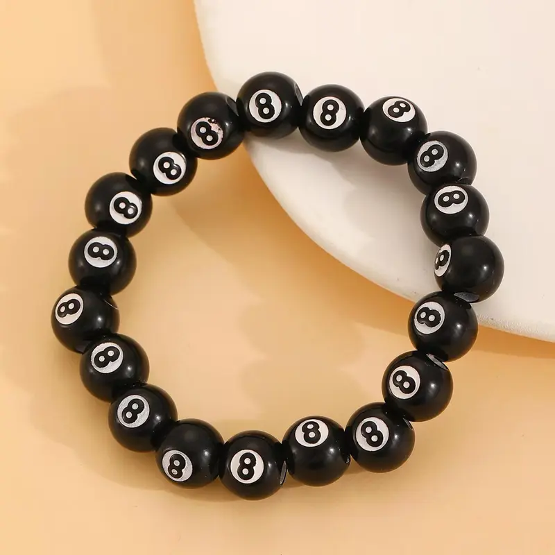 Unisex Billiard Ball Design Beaded Bracelet, Fashionable Jewelry for Party, Daily Decor, Trendy All-match Exquisite Jewelry for Birthday Gift, Beads Bracelets, Fashionable Bracelet Style