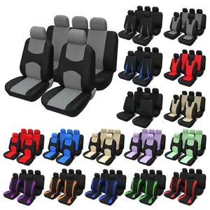 Universal 5-Seater Car Seat Covers, Breathable Stylish Polyester Fabric Car Front & Rear Seat Covers, Full Set Seat Protectors for Cars SUVs Trucks, Airbag Compatible, Multiple Color Options, Car Interior Accessories