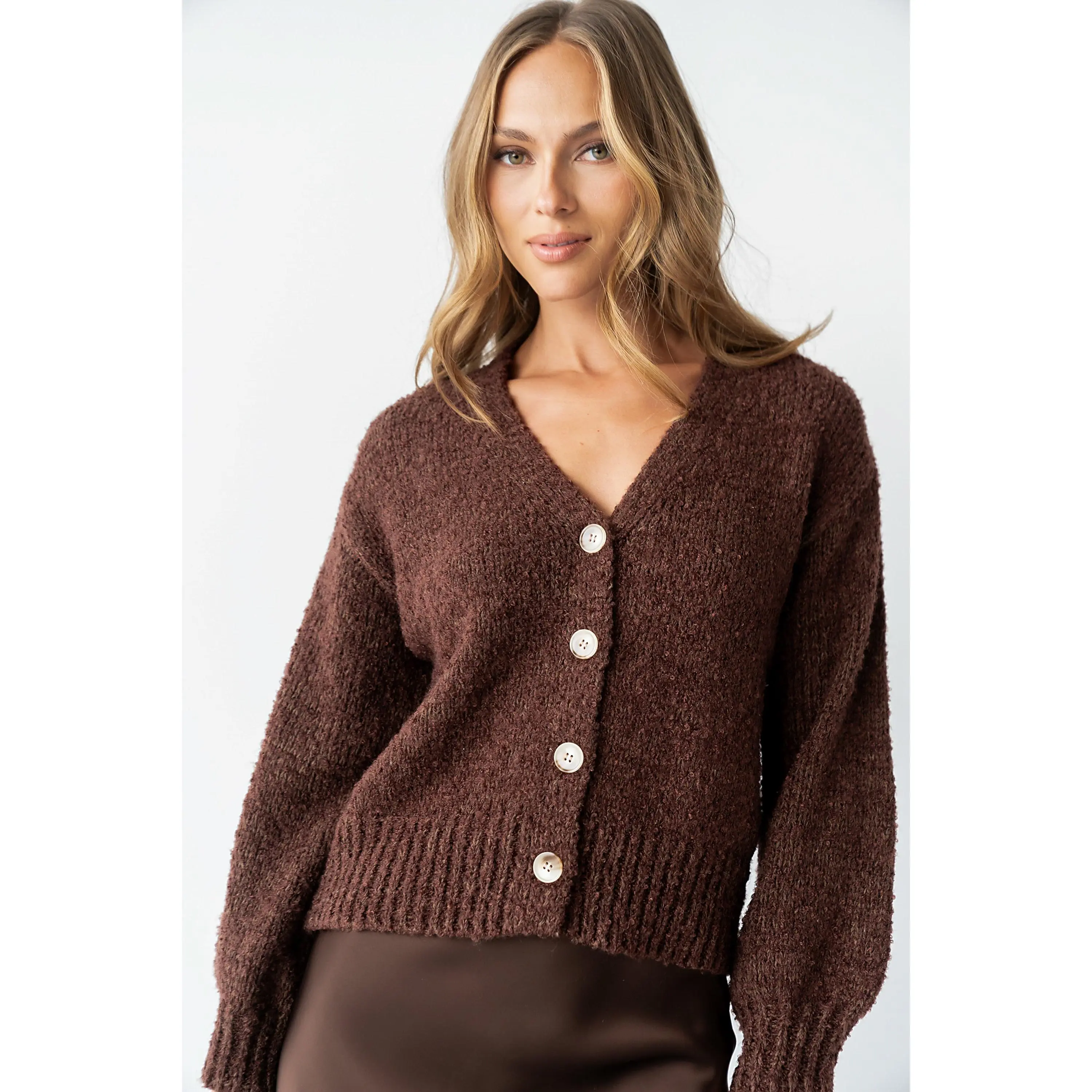 Markie Knit Cardigan in Brown