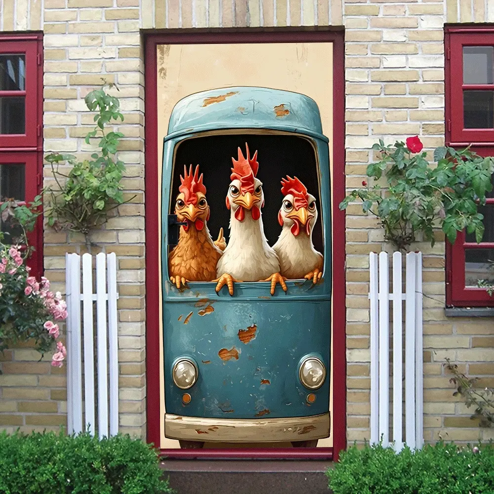 2pcs Cute Cartoon Chicken Car Wall Stickers Removable Self Adhesive Decorative Stickers for Kids Room Bedroom Living Room Animal Themed Wall Decals Environmental Friendly PVC Material Nursery Room Decor