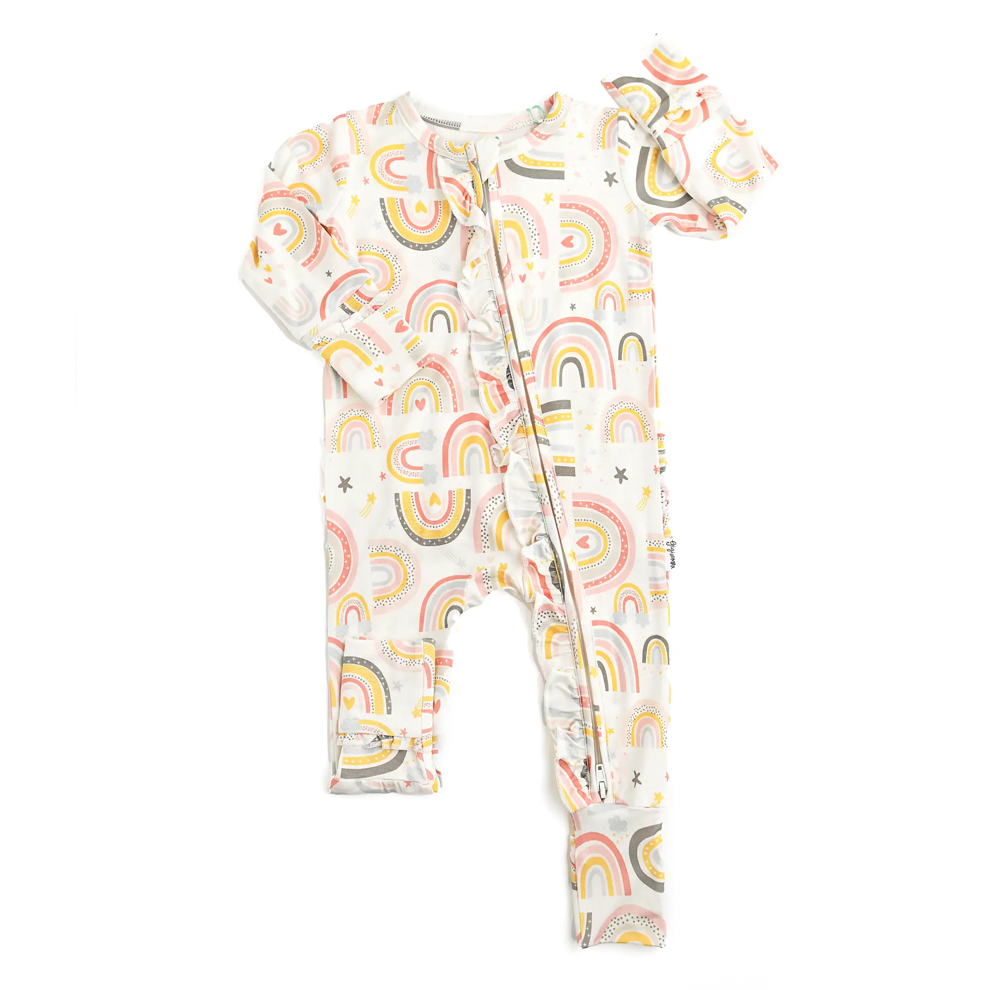 Millie Ruffle Zip Bamboo Baby Rainbow Two Way Zippper Outfit