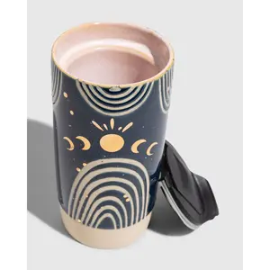 United By Blue 10 oz. Ceramic Insulated Travel Tumbler - Lid-Included, Reusable, Food-Safe, Non-Metallic, Lead-Free, Hand-Painted Coffee Mug for Travel & Everyday Use, Portable Eco-Friendly Kitchenware Drinkware