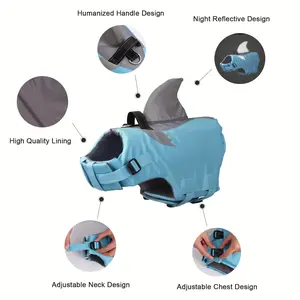 Reflective Shark Shape Pet Life Jacket, Adjustable Dog Pet Safety Vest With Convenient Handle