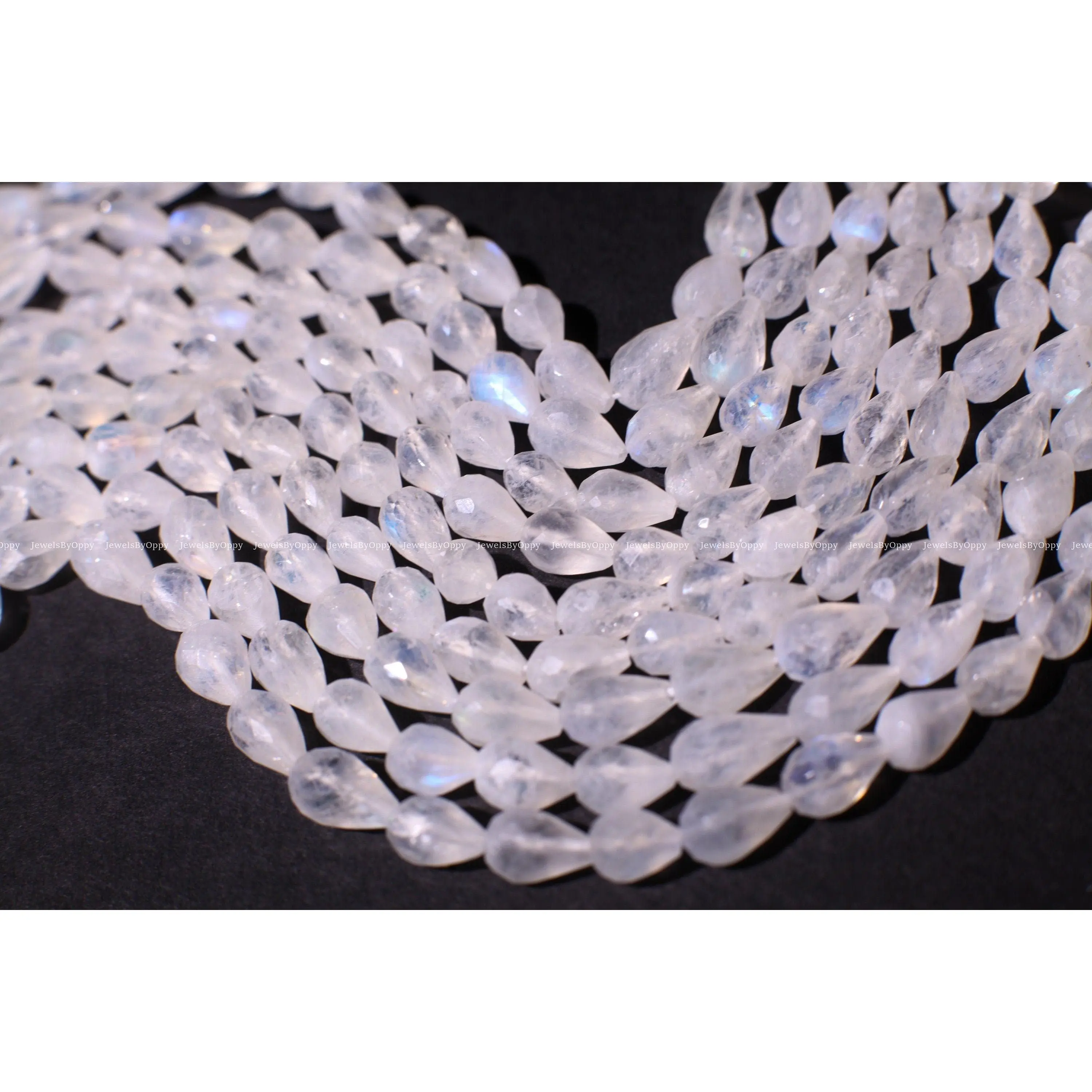 Rainbow Moonstone Faceted Briolette 6x8-9mm Gemstone, July Birthstone, Jewelry Making Beads, Natural Gemstone Drop 9" Strand ,approx. 27pcs