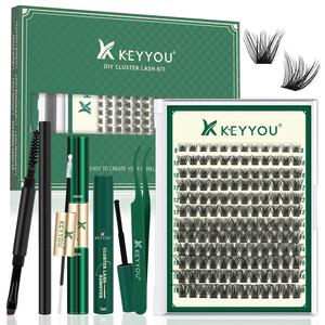 diy lash extension kit, 144pcs lash clusters eyelash extension kit with mascara brush bond and seal glue remover applicators brush clean pad for diy lash extensions, makeup gift, eyelash clusters