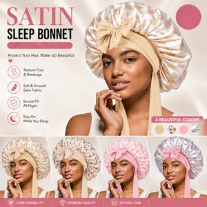 Satin anti-frizz hair care sleep cap