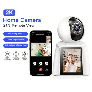 [SummerVibes] 2K Indoor Security Camera 2.8 Inch Screen Baby Monitor Pet wireless wifi Camera 360° Auto Tracking Night Vision Two-Way Audio Video AI Siren Alarm Phone App Remote for Baby Elderly Pet Home Safety smart motion cam