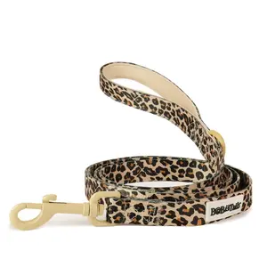 Bobotails Leopard Print Dog Leash Beach Style Dog Walking Leash for Small Medium Large Dogs Double-Layer Hand-Held Dog Leash