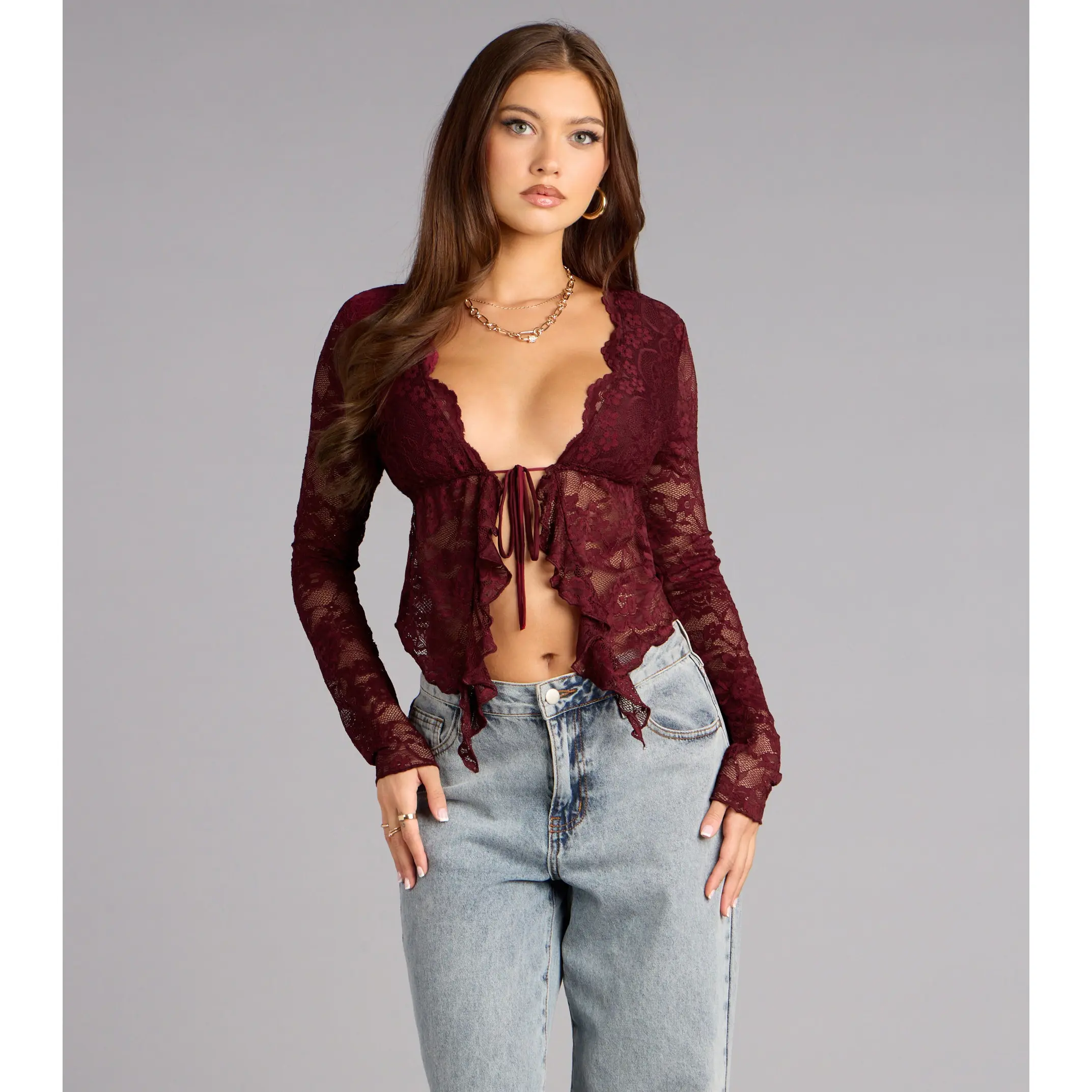 treatürself Romance Lace-Tie Top tie front top amazon - TikTok Shop