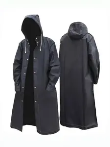 High-quality hooded raincoat for men and women - adjustable drawstring, full coverage, and a loose, athletic fit for cycling, hiking, and fishing - Black, Cycling Gear | Minimalist style | Functional drawstring