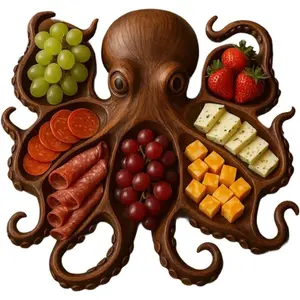 2025 New Octopus Charcuterie Board, Unique Kraken Octopus Design Wood Serving Tray Platter, Novelty Meats & Fruit Ocean Themed Cheese Bread Board, Gift for Seafood Lovers