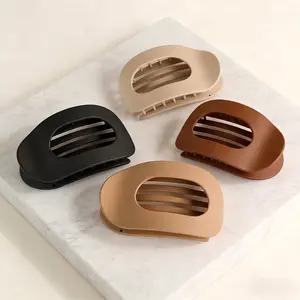 Women's Large Duckbill Clip Round Flat Claw Clip Powerful Hair Clip for Thick Soft Short Hair Simple Solid Color Casual Hair Accessory