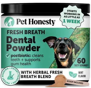 Pet Honesty Dental Powder, Breath Freshener and Teeth Cleaning Dental Care for Dogs, Plaque Tartar Remover with Natural, Clinically Studied Postbiotic - 60 Scoops Pet Honesty Dental Powder, Breath Freshener and Teeth Cleaning Dental Care for Dogs, Plaque Tartar Remover with Natural, Clinically Studied Postbiotic - 60 Scoops