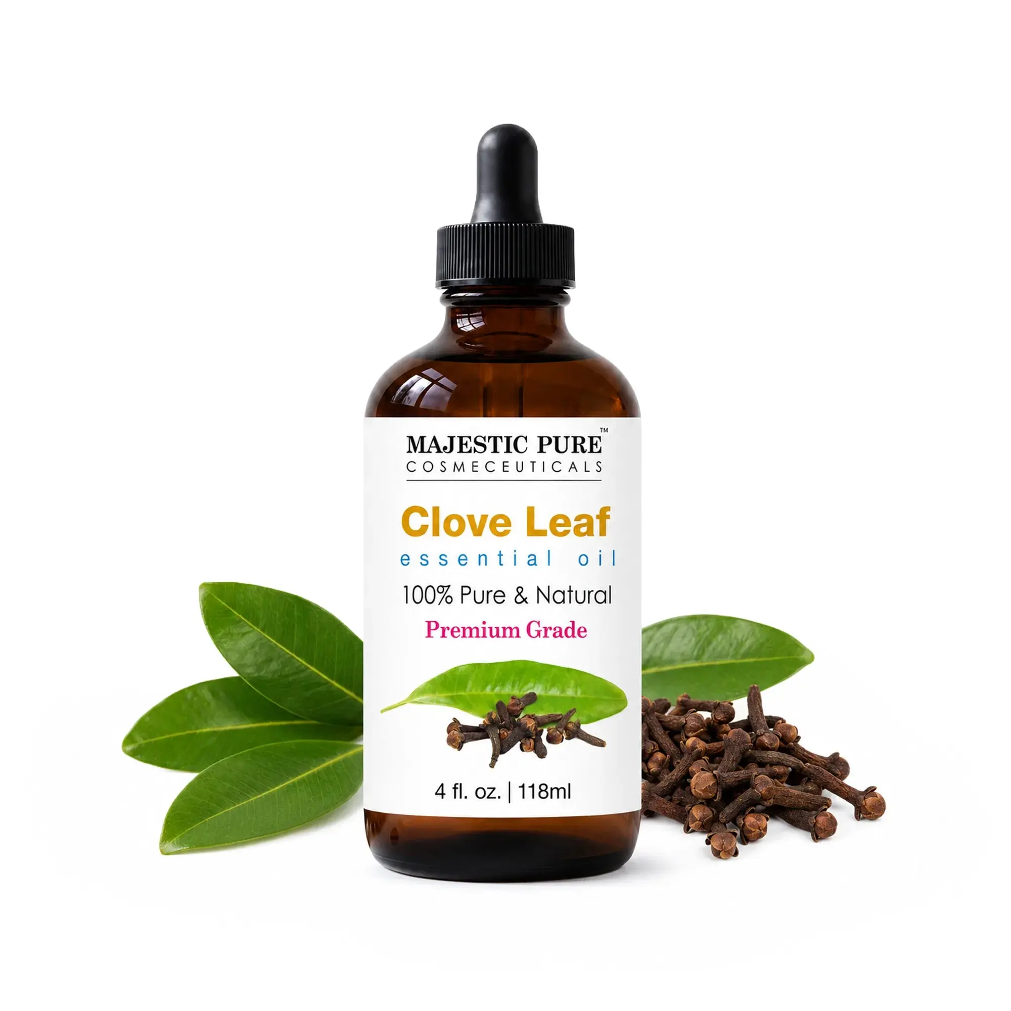 Clove Leaf Essential Oil - 100% Pure and Natural, 4 fl oz, Spicy Bold Scented Oil for Aromatic Scents, Self Care Products