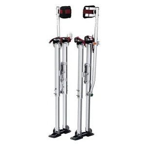 Drywall Stilts, Adjustable 36-50 Inch Aluminum Work Stilts with Protective Knee Pads, Non-Slip Construction Tools for Sheetrock Painting, Taping, Finishing, Walking and Installations, Lightweight Silver