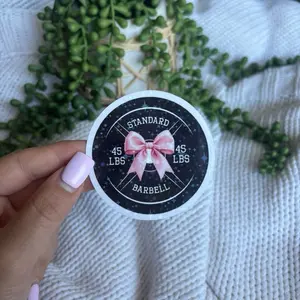 Cute Weight with Bow Gym Girlie Sparkly Sticker for Gym Rats Handmade Waterproof High-Quality Vinyl Laminated Unique Design