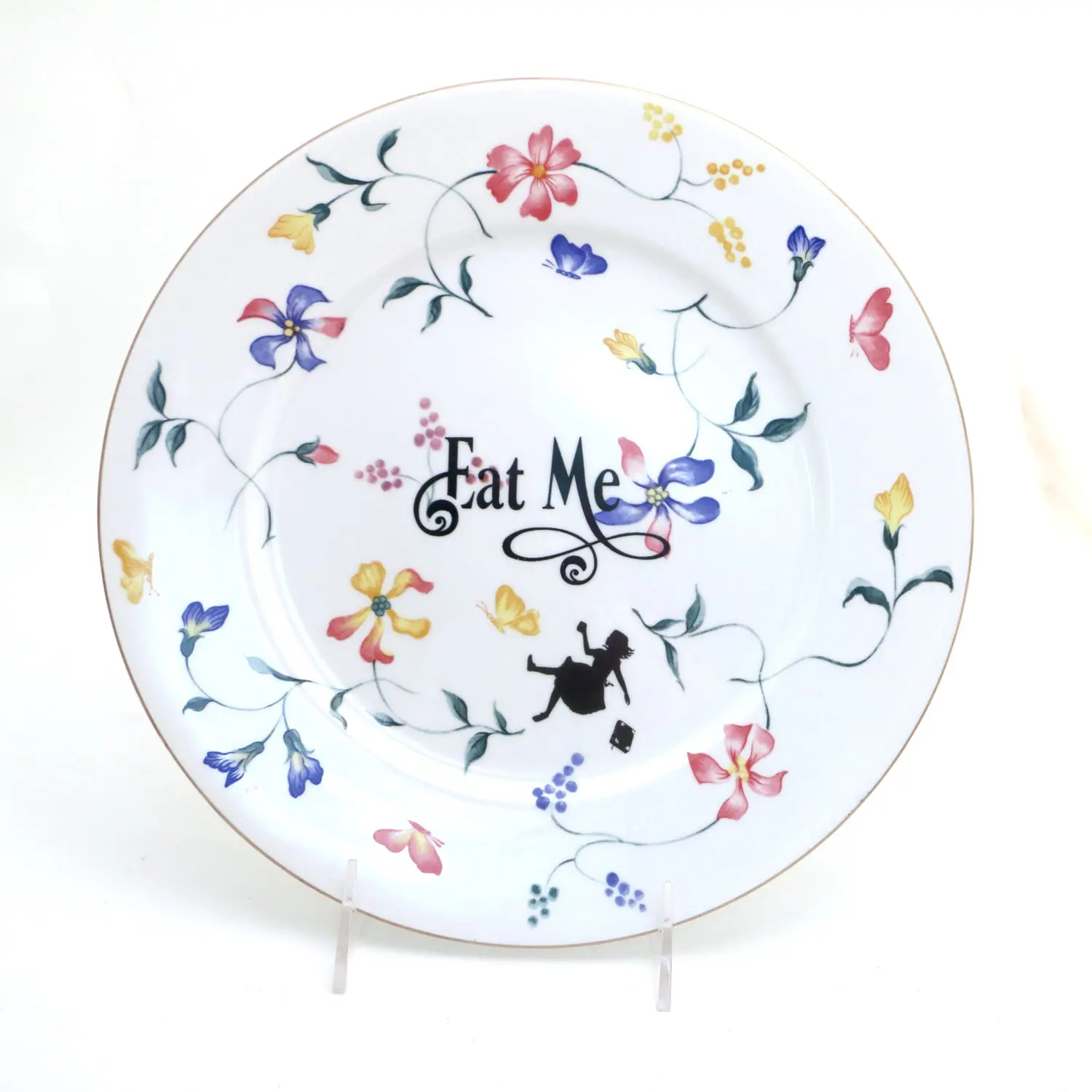 Eat Me, Alice in Wonderland Funny plate, vintage upcycled
