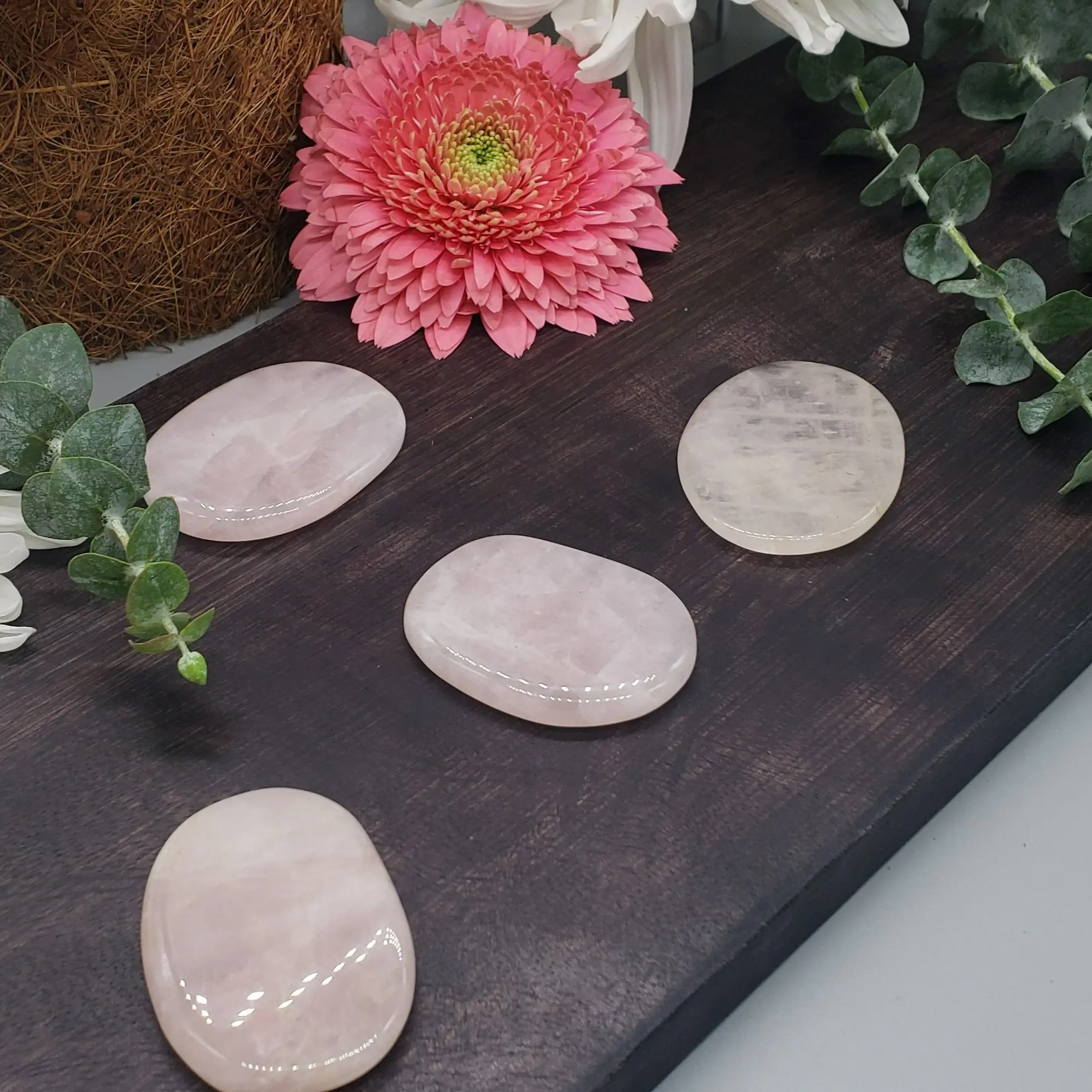 Rose Quartz Palm Stone - Natural Stone for Healing and Meditation