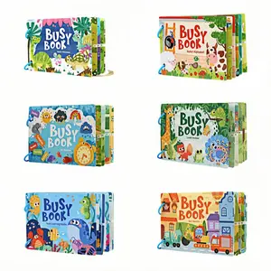 Busy Book, 6 Counts/set Toddler Busy Book Montessori Early Education Quiet Book, Educational Toy for Kids, Hand-eye Coordination Training Toy