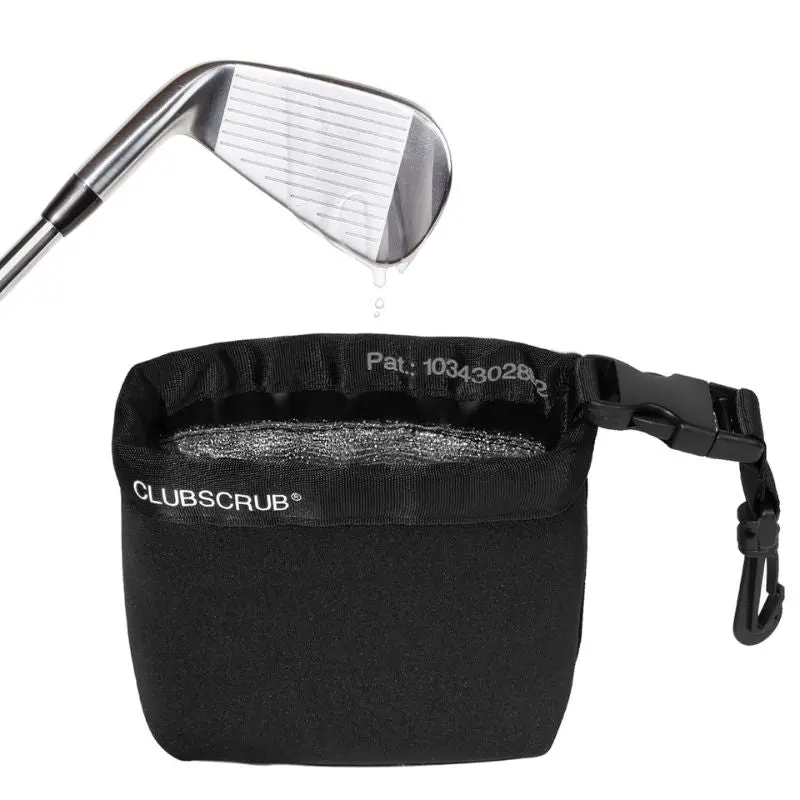 ClubScrub Classic Golf Club & Ball Cleaning Bag with Waterproof Clean Face Technology Liner Detachable Clip Machine Washable Neoprene Exterior Dry Exterior Golf Gift