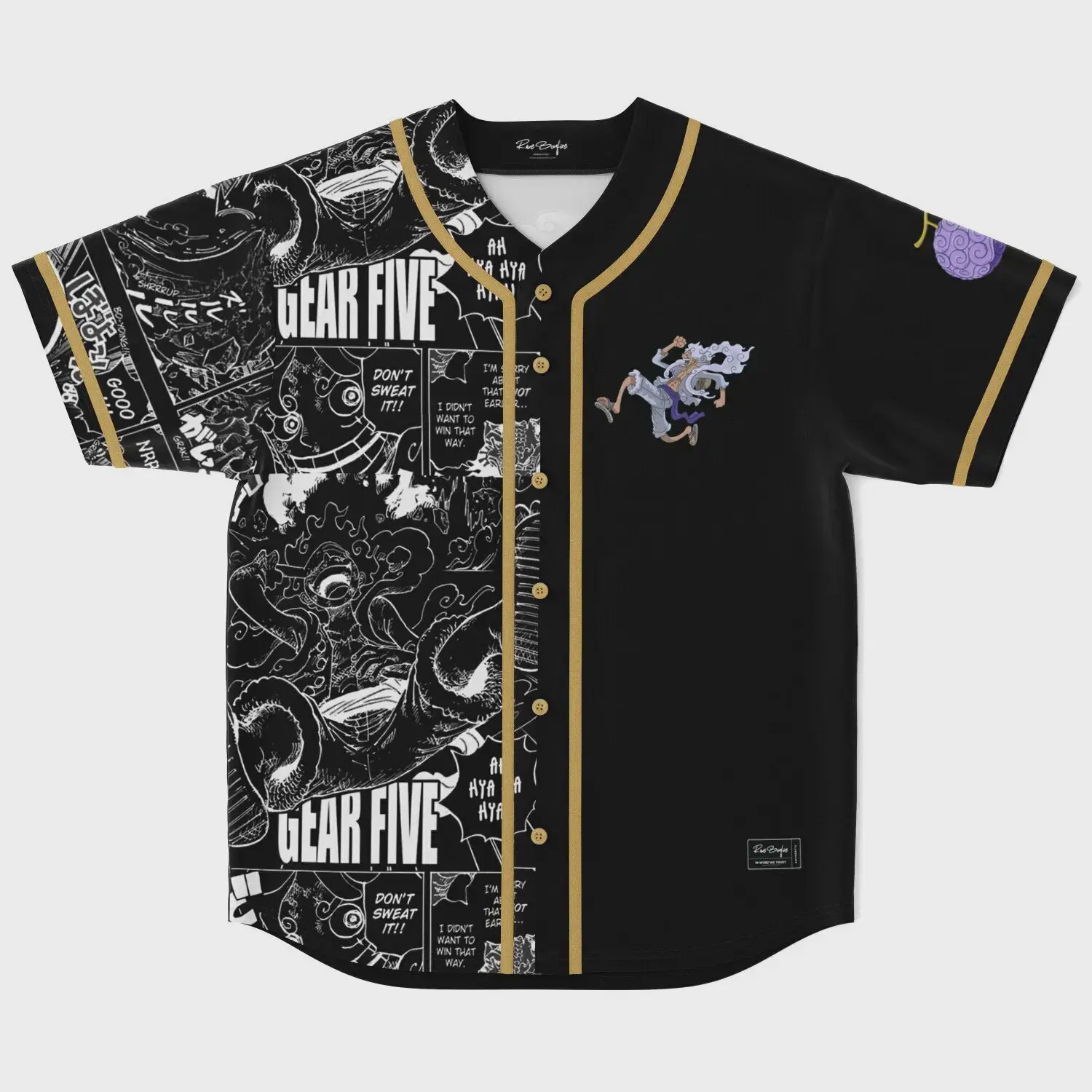 Gear 5 Baseball Jersey, Anime baseball Jersey, Unisex Baseball Jersey Top, Sport Fan Style, Casual Streetwear