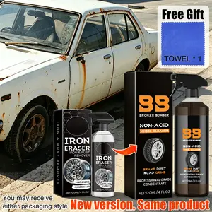 120ML Automotive Rust Remover Spray - Fast-Acting Iron & Rust Cleaner for Wheels, Rims, Metal Surfaces - Car Detailing, Detailing Products Chemicals - Safe for Most Automotive Finishes, Cars, Motorcycles