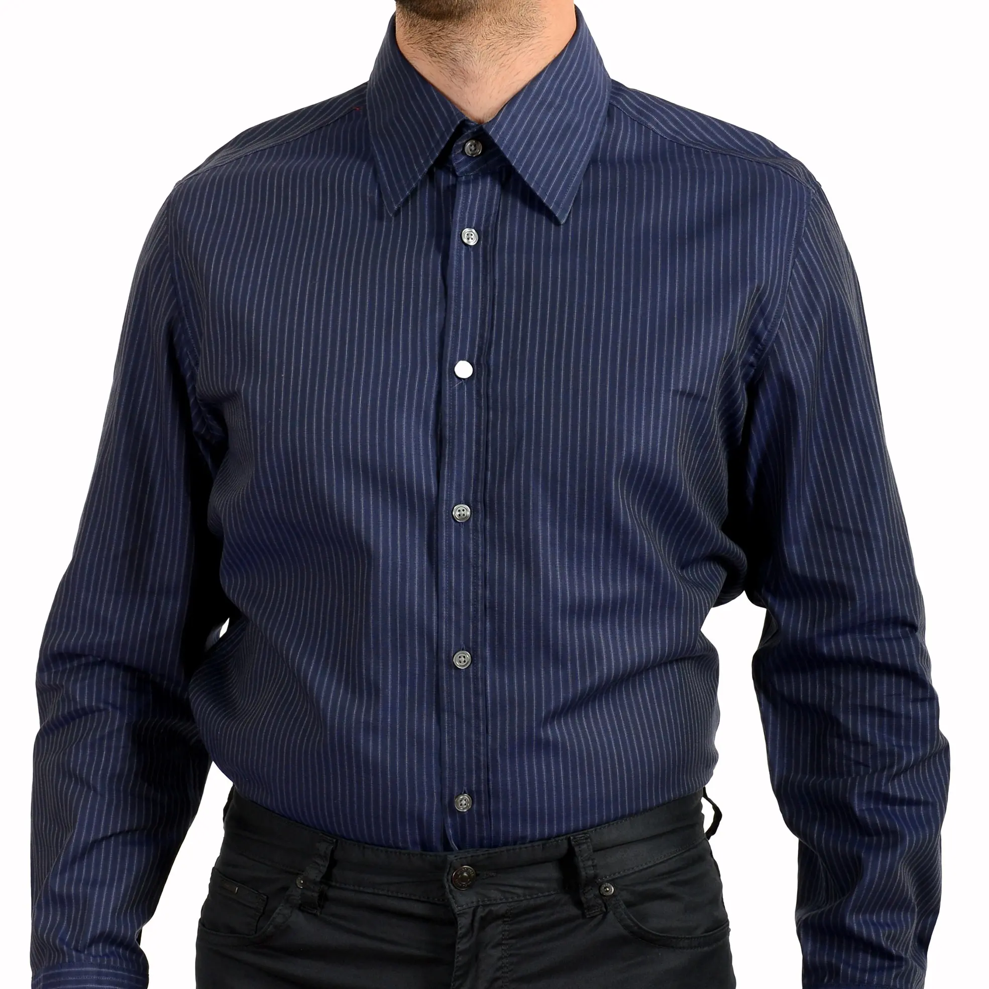 Hugo Boss Men's Fitted Striped Long Sleeve Button Down Shirt US XL IT 54