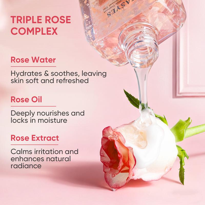 【K】Easyes Rose Essence Native Body Wash - for Dry Sensitive Skin 3X repair Deep Instant relief of dryness and itching Red rose fragrance Moisture Soft Skin vegan no animal testing The best choice for gifts