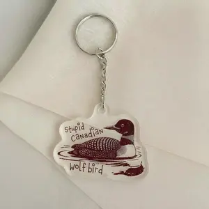 Stupid Canadian Wolf Bird Keychain, Hockey Romance Bookish Gift, Hockey Romance, Heated Rivalry &amp; Hollanov Inspired Keychains, LGBT Keychain