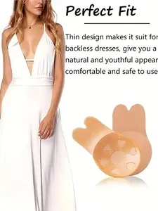 Women's Self-Adhesive Silicone Invisible Bra Reusable Sticky Lift-Up Nipple Covers Rabbit Ear Breast Pads Womenswear