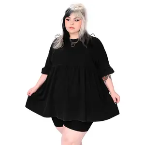 Khloe Babydoll Tunic Dress - Vintage-wash Black