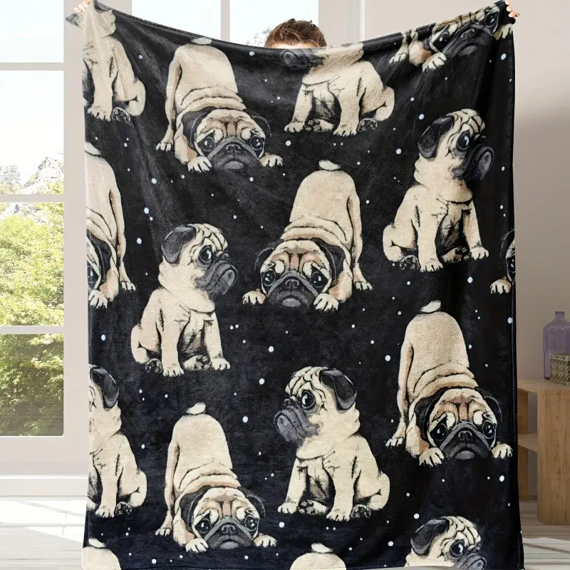 faithful,floral,latino,faith,hocus,pocus,personalised,nostalgic,kids,Pug & Star Animal Design Flannel Blanket - Soft Skin-Friendly Cuddly Bedspread, Multi-Use Cover for Sofa & Nap - Adorable Color-Fillable Textile for Dog Lovers, Animal Design Blankets, C