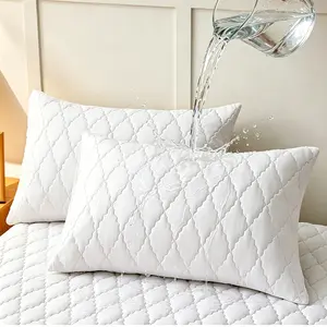 100% Waterproof Pillow Protector 2 Pack, Super Double Waterproof Quilted Pillowcase with Envelope Closure,Dust proof Stain Resistant Pillow Encasement for Standard/Queen/King Size Pillows, Machine Washable, Durable