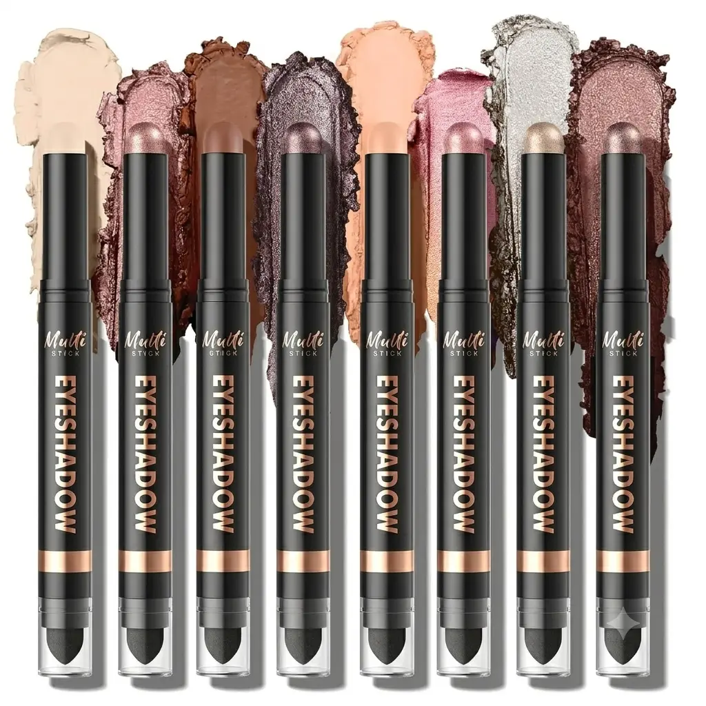 Waterproof Dual-Ended Eyeshadow Stick Set, Eye Makeup #A |  cream shadow sticks, matte shimmer, waterproof, transfer-proof, blender brush, smoky eye, travel makeup, beginners