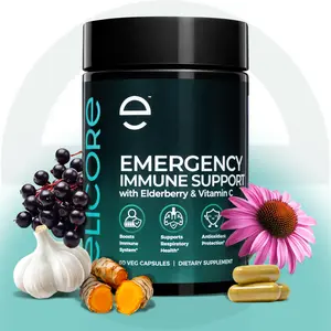 ELICORE Emergency Immune Support – with Echinacea, Elderberry, Zinc & Vitamin C – Boost Immunity Fast – 60 Veg Capsules