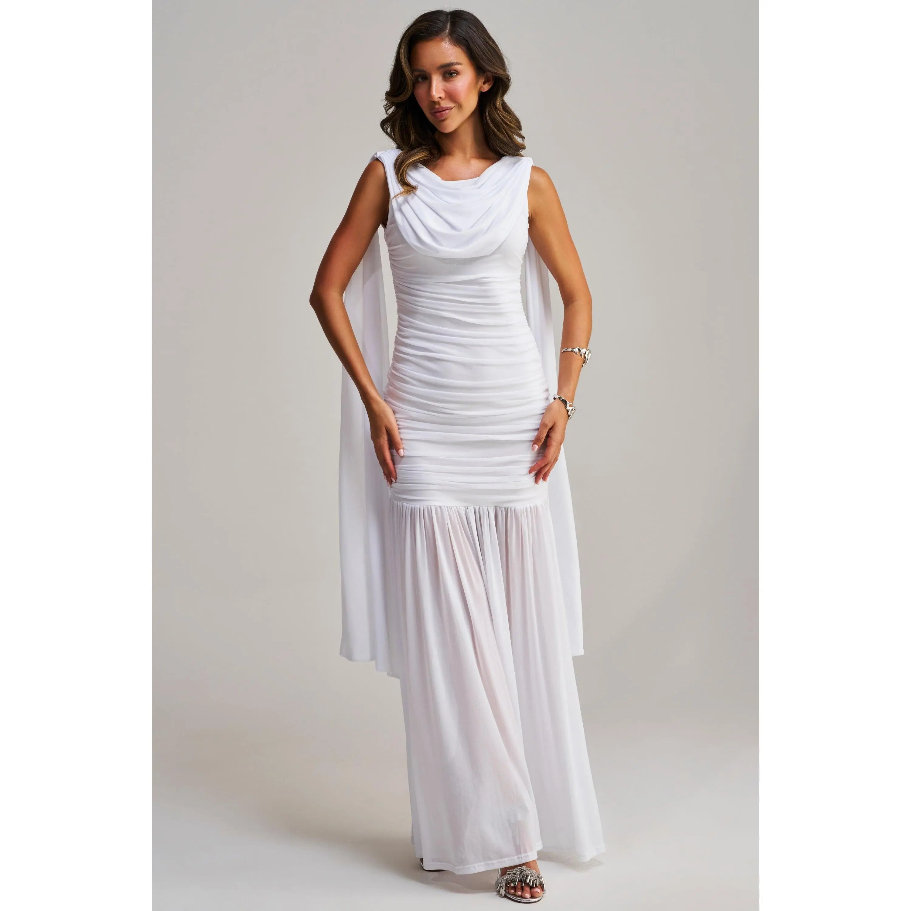 TRENDSETTER ENERGY LAYERED MAXI DRESS IN WHITE