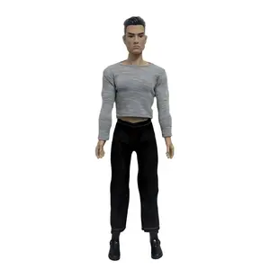 13-Inch Doll Male Supermodel Fashion Clothing, Long Sleeve Top and Jeans Set, Unisex Trendy for Kids