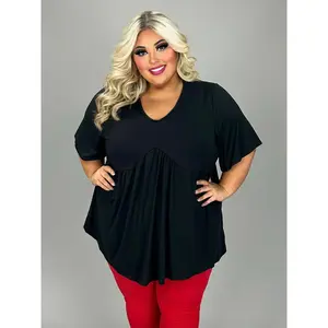 33 SSS {Midnight Dreams} Black Babydoll V-Neck Top EXTENDED PLUS SIZE 3X 4X 5X
