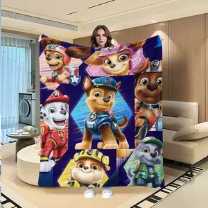 Waggy Team Plush Blanket, Thick Warm Nap Sofa Cover, Parent-Child Interaction Throw, Creative Digital Print Design, Ideal Gift for Mother’s Day & Easter