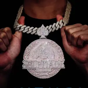 2029  Selfmade Spade Top Disc Pendant | Blinged-Out 3D Flooded Statement Charm with Initials for Hip Hop Hustler Vibe tiktokshopspringglowup Accessory summerwins
