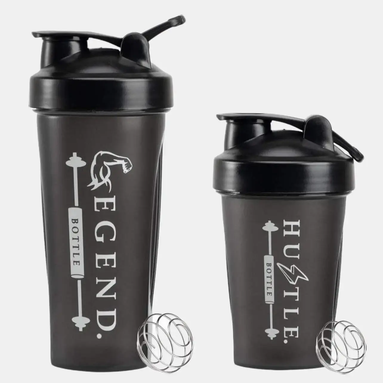 Legend & Hustle 2pck Shaker bottle, 400ml and 600ml for pre workout
