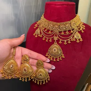 Heavy 1 gram gold Kundan Choker Necklace Set | Bridal Statement Jewelry