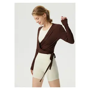 Penelope Pilates Wrap Top- brown