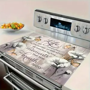 1pc Modern Floral Butterfly Design Stove Cover & Countertop Protector - 28x21 Inch Heat-Resistant Non-Slip Surface, Scratch-Resistant Easy-Clean Reusable for Kitchen Island, RV, Compact Spaces - Decorative Stovetop Cover, Stove Top Protector