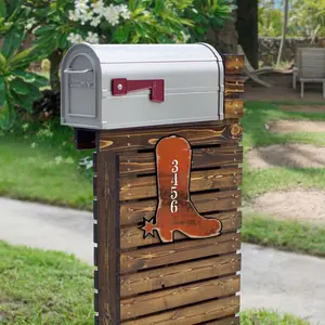 Designocracy MA989142-12 12 in. Cowboy Boots Wooden House Number Sign Decor