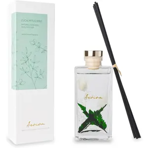 Flower Reed Diffuser Set, 5 oz Eucalyptus Mint Scent Diffuser with Sticks, Home Fragrance Scented Oil Reed Diffusers for Home,, & Gift