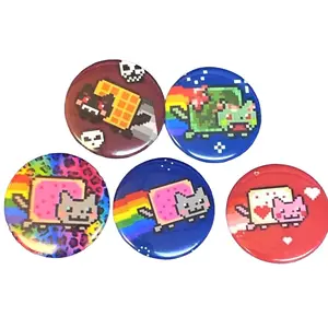 5 Vers Cute Nyan Cat Pin Buttons, Funny Cat Pin Gifts for Friends
