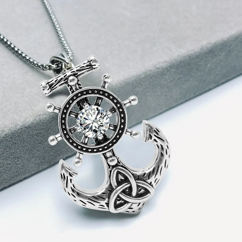Vintage Pirate Anchor Pendant Necklace – Retro Unisex Fashion Jewelry for Men and Women